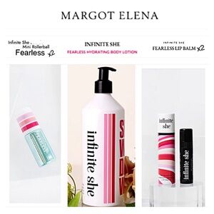 5 FEARLESS Infinite She MARGOT ELENA: 2 Mini Rollerballs, 1 LOTION, 2 Lipbalms